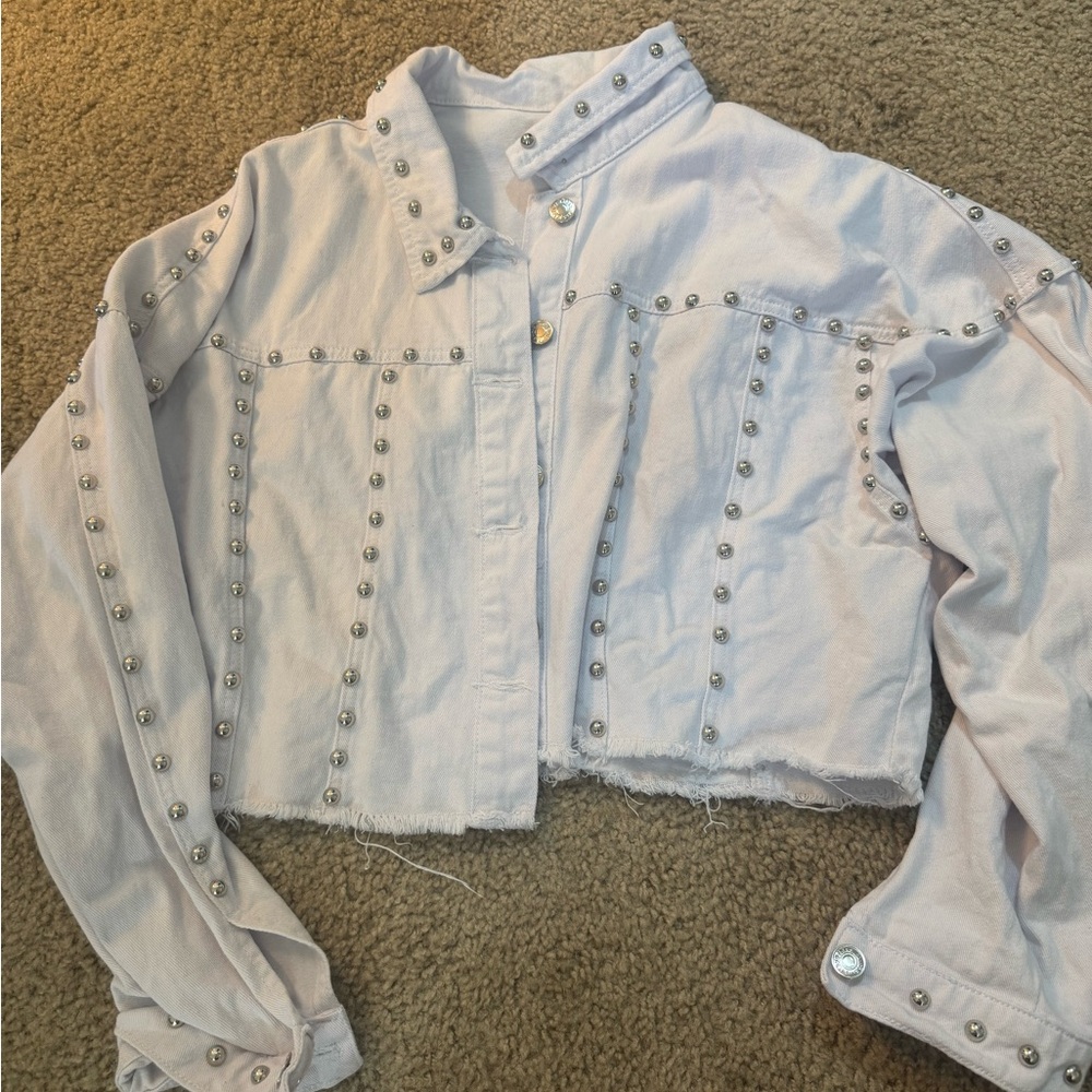 Studded White Denim Jacket
